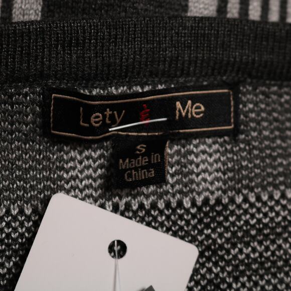 Stitch Fix Grid Print Pullover Sweater Gray White Boat Neck Boxy Knit Top Size S - Picture 7 of 12